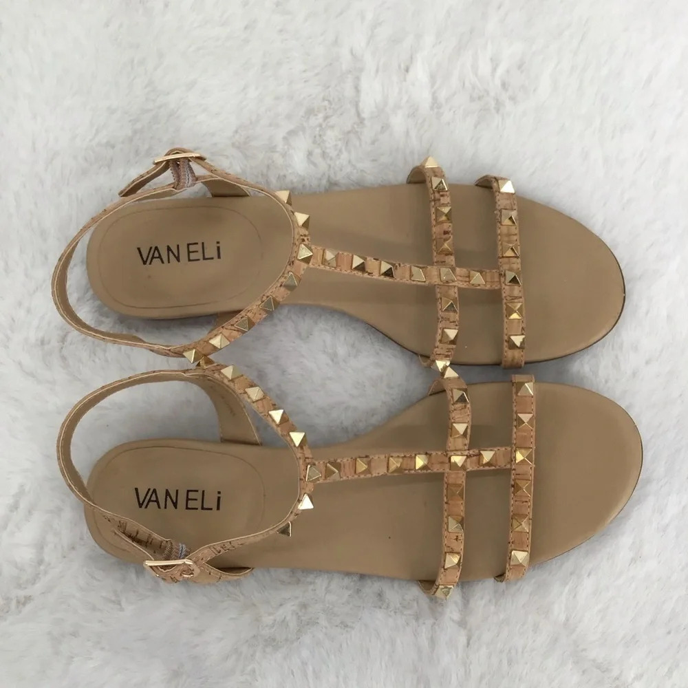 Vaneli Women’s Brunel Strappy Leather Studded Sandal Summer Natural Size 7N - Picture 8 of 10
